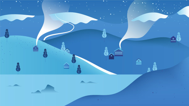 美丽的冬季风景景观小村庄图片下载