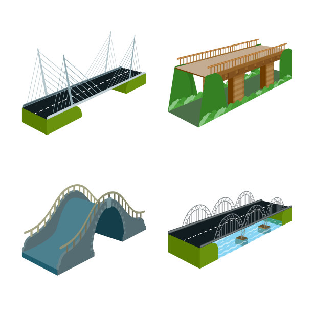 设计桥梁和建筑图标图片下载