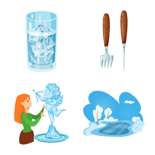 孤立物体霜冻和水符号集图片下载