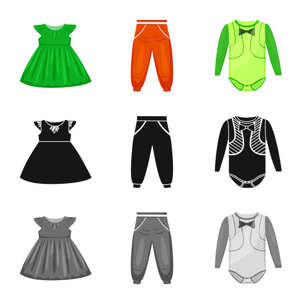 设计时装和服装标志集图片下载