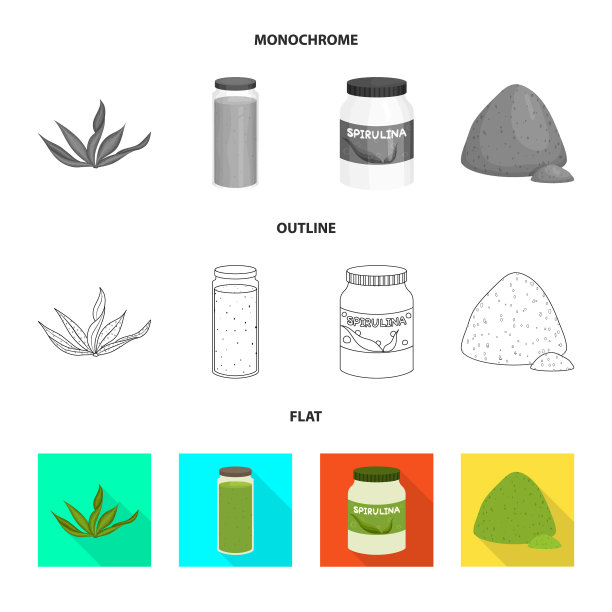 设计蛋白质和海洋符号图标集图片下载