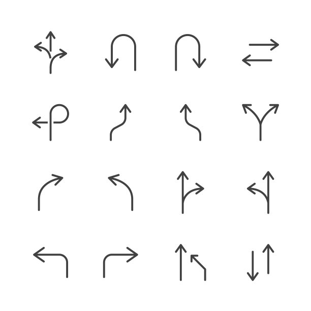 交通导航箭头最小线图标图片下载