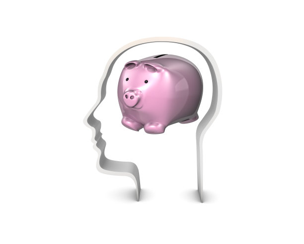 一个人头和储蓄罐的剪影图片下载