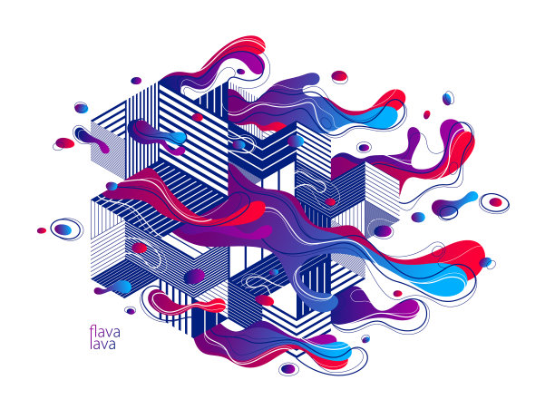 抽象彩色熔岩流体与几何图片下载