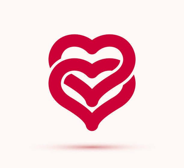 双双心形图标或标志婚礼和夫妇图片下载