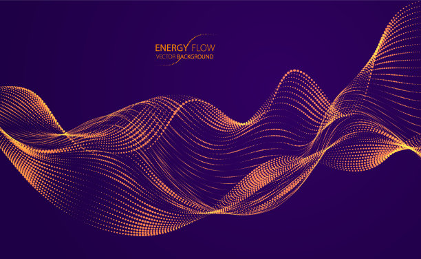 流动的粒子在黑暗的背景上波动图片下载