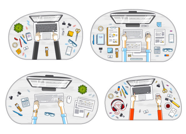 办公室职员或企业家的办公桌图片下载