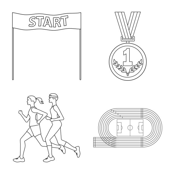 孤立物体练习和短跑运动员标志集图片下载