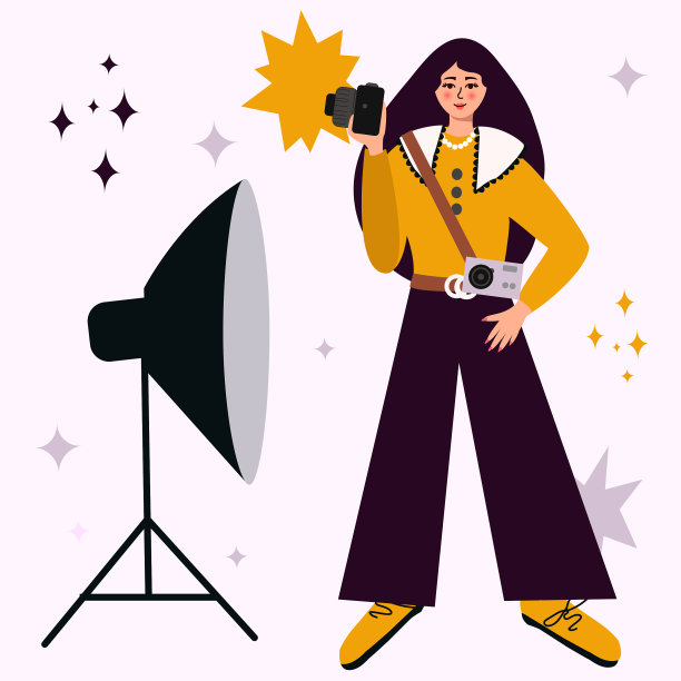 一名女子在照相馆里准备拍照图片下载