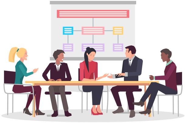 期间同事们讨论业务策略图片下载