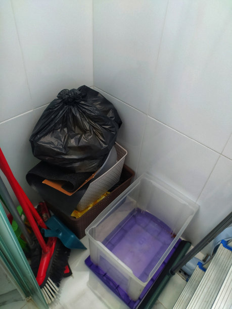 在公寓房间里清理东西和塑料盒子图片下载