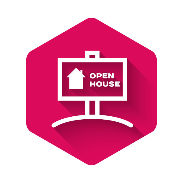 白色挂标志文字打开房子图标图片下载