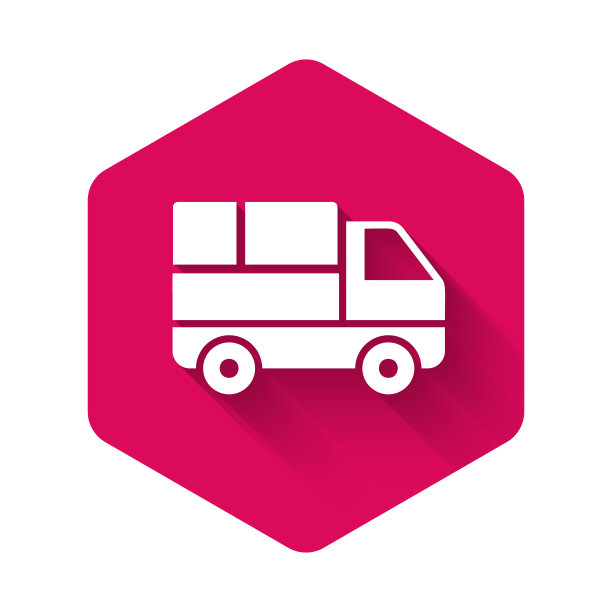 白色送货卡车，后面是纸板箱图片下载