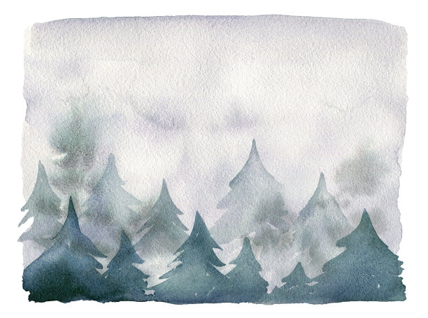 水彩雾蒙蒙的景观。图片下载