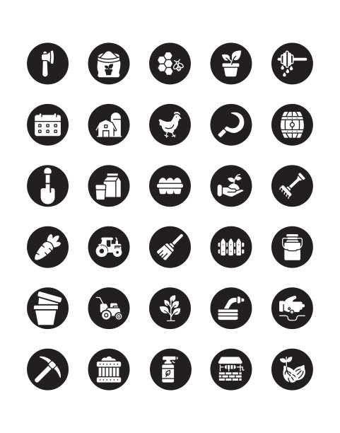 农场图标设置30孤立的白色背景图片下载