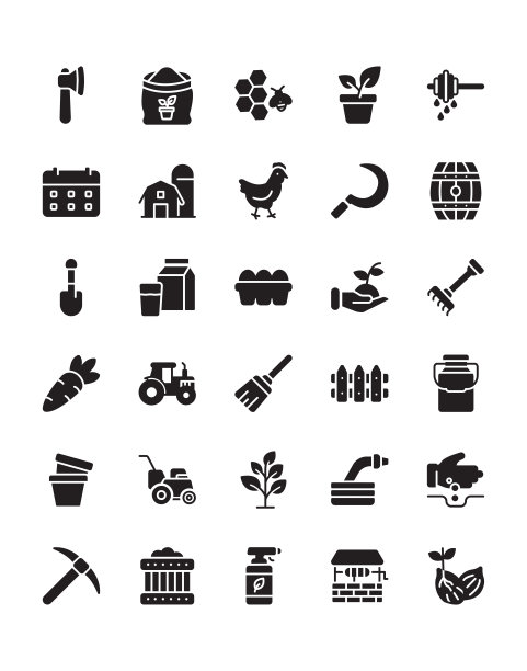 农场图标设置30孤立的白色背景图片下载