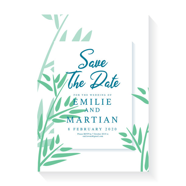 极简主义的婚礼请柬模板图片下载