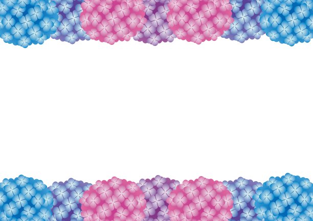 背景框架与彩色绣球花衬在屏幕的顶部和底部图片下载