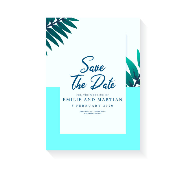 极简主义的婚礼请柬模板图片下载