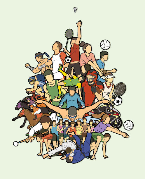 运动员不同运动项目的运动组合动作图片下载