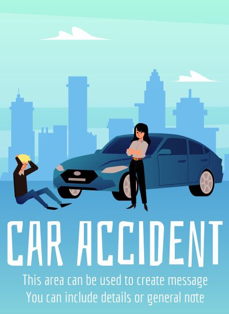 蓝色汽车的女司机和行人进入事故矢量平面插图图片下载