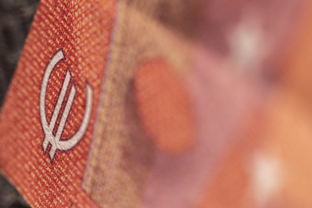 特写欧元符号和文字出现在钞票上图片下载