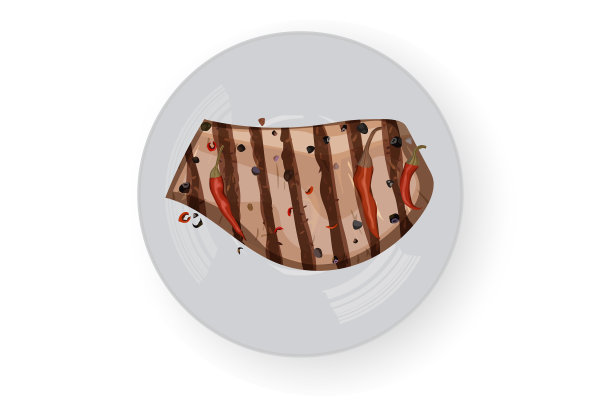 烧烤肉与辣椒白背景图片下载