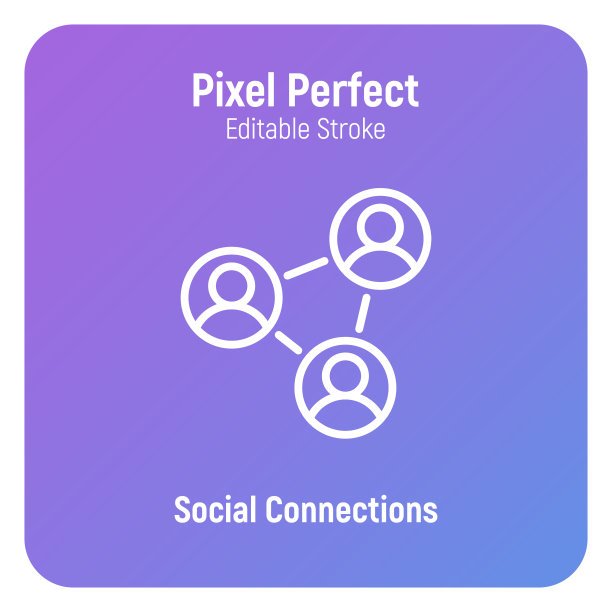社交连接，社交网络细线图标矢量插图图片下载