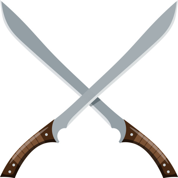 彩色图像两个交叉的弯刀在一个白色图片下载
