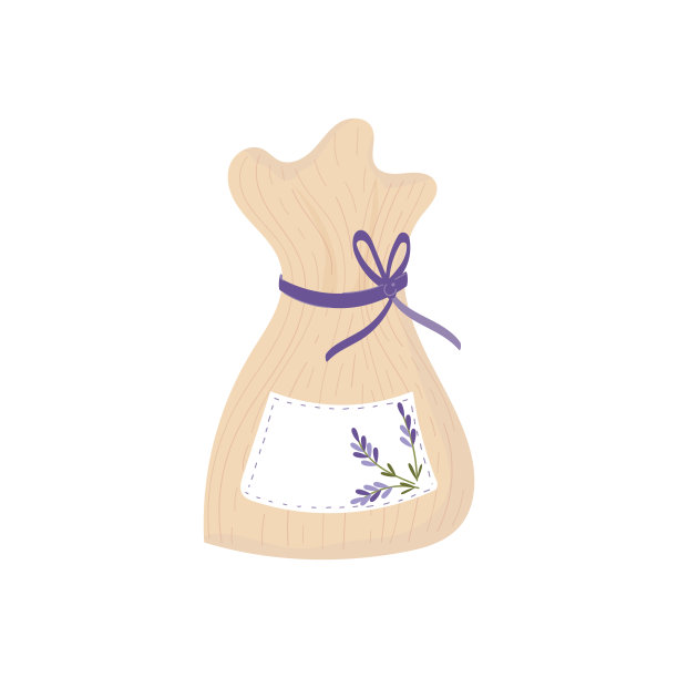 袋薰衣草孤立在白色背景。干花香包，用于房间、橱柜、工艺化妆品的芳香化。矢量插图，手绘图片下载