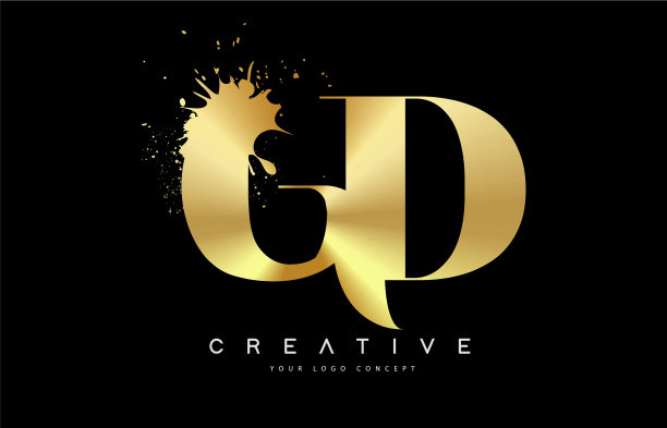Gd gd字母标志与黄金熔化金属飞溅图片下载