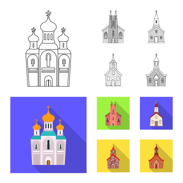 孤立的对象邪教和寺庙标志集图片下载