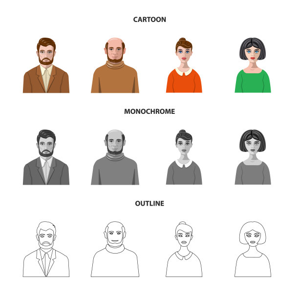 孤立对象发型和职业标志图片下载