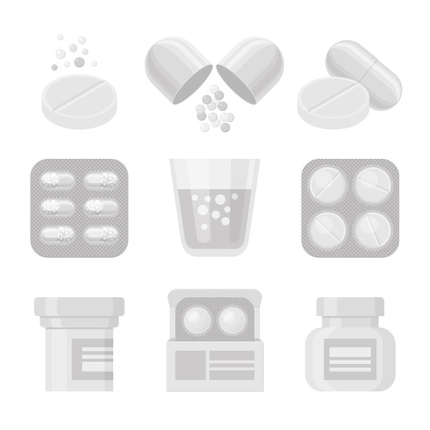 药物和药丸白色现实图标设置图片下载