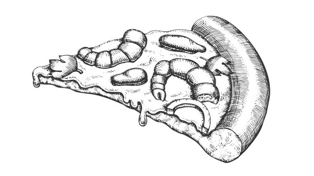 海鲜意大利切片披萨手绘图片下载