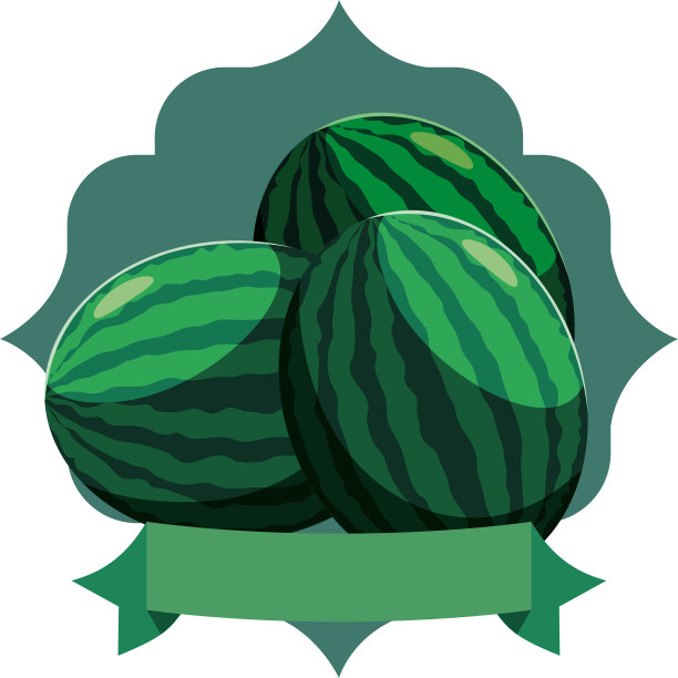 西瓜新鲜水果的叶子盖章图片下载