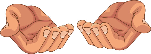 双手与手掌开放提供卡通孤立图片下载