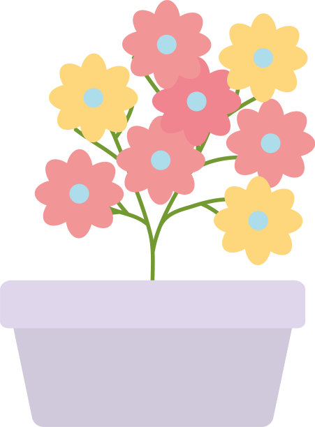 园林花卉以方形陶瓷花盆装饰图片下载