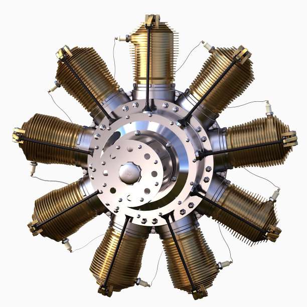 3 d演示。第一次世界大战时期的飞机旋转发动机图片下载