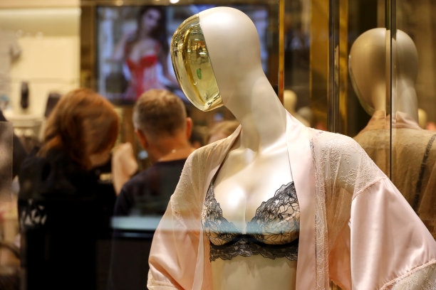 穿着蕾丝胸罩和丝绸睡衣的女性模特图片下载