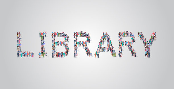 人们成群结队地聚集在形状图书馆词图片下载