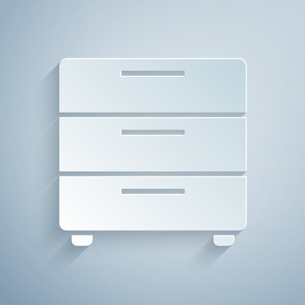 剪纸家具床头柜上孤立的图标图片下载