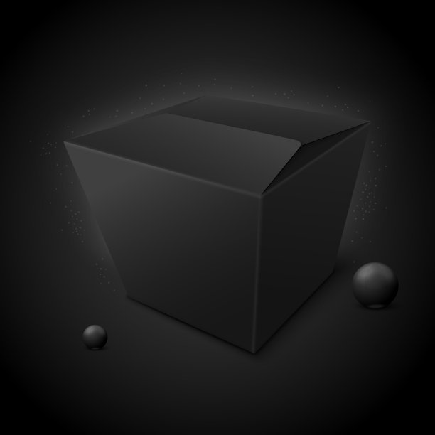 3d豪华黑盒包孤立在黑色图片下载