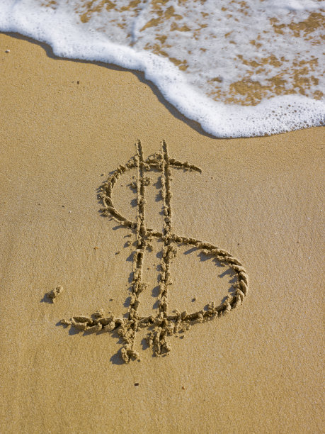 沙子里的美元符号图片下载