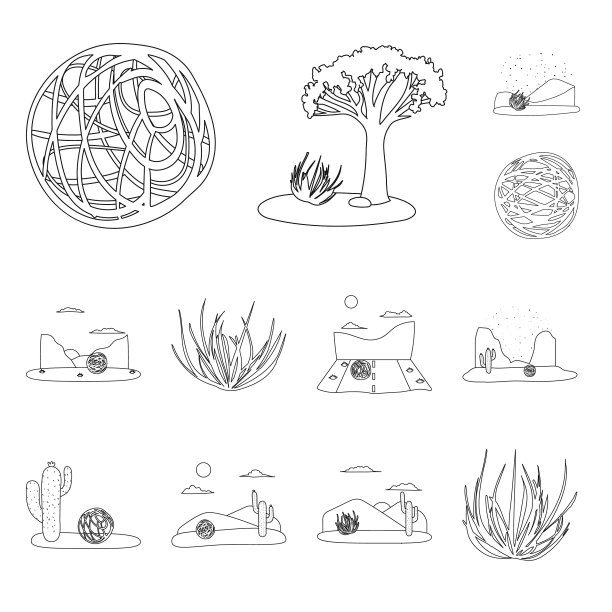 孤立对象荒野和德克萨斯图标集图片下载