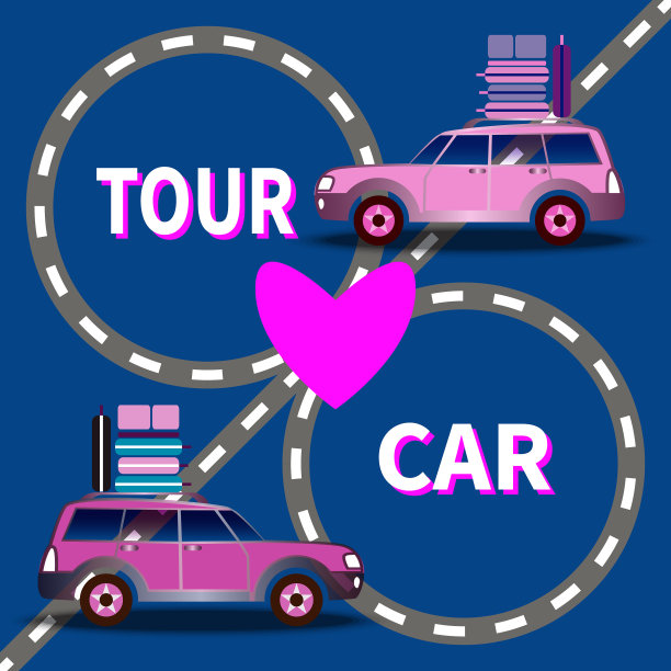 蓝色背景下，两辆满载货物的汽车在路上行驶图片下载