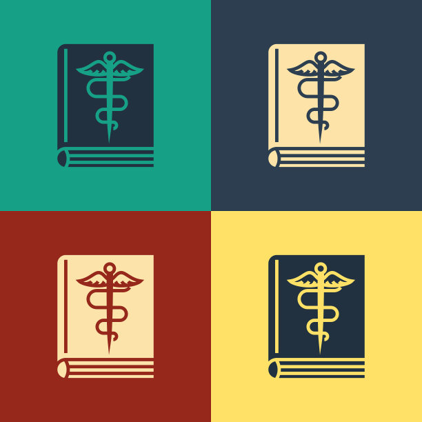 彩色医学书图标孤立在颜色上图片下载