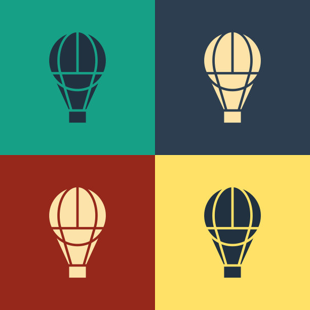 彩色热气球图标孤立的颜色图片下载