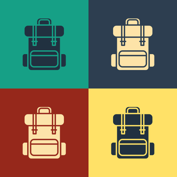 颜色徒步背包图标孤立的颜色图片下载