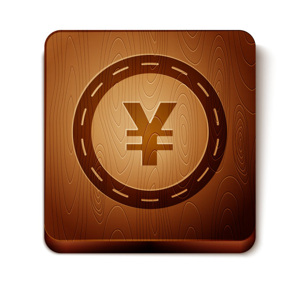 棕色硬币货币与日元符号图标孤立上图片下载